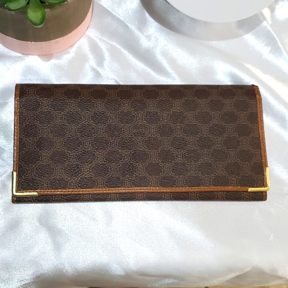 🇮🇹CELINE Paris Macadam PVC leather Bifold long Wallet🤎💛 - Picture 3 of 17